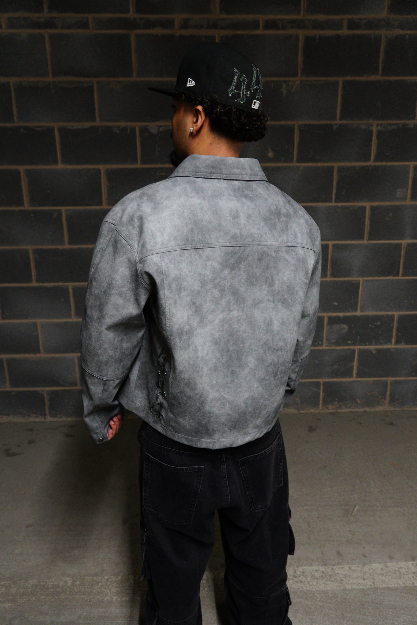 1 OF 1 GREY MARBLE LEATHER JACKET