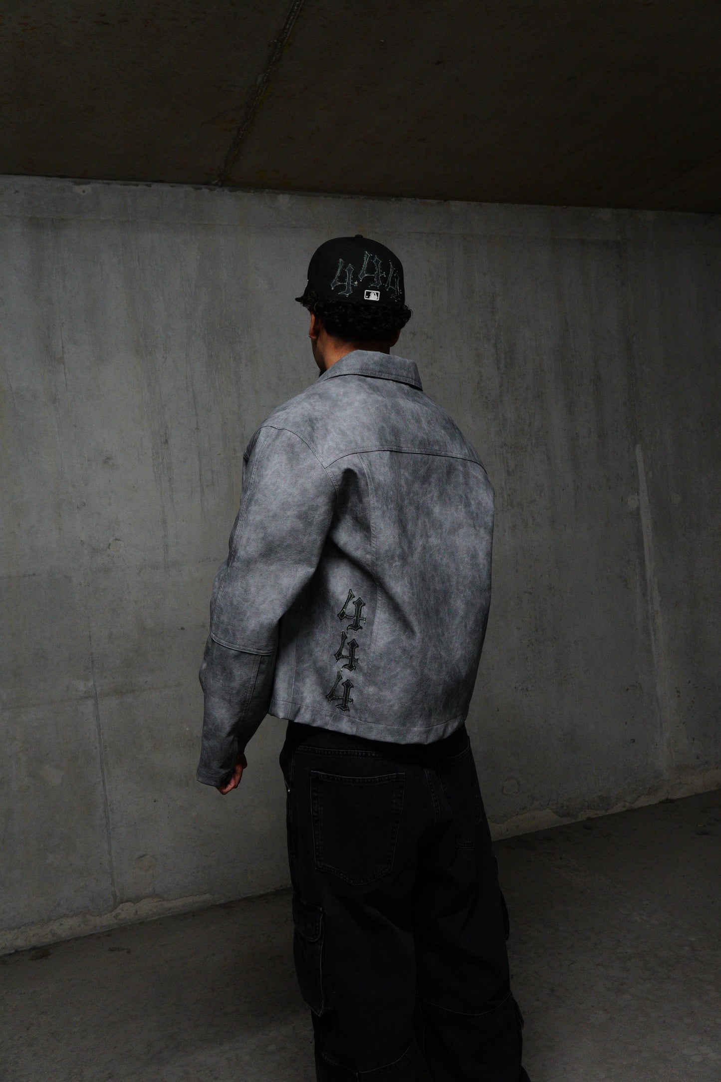 1 OF 1 GREY MARBLE LEATHER JACKET